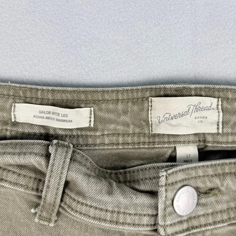Universal Thread Sailor Wide Leg Jeans Olive Size 17